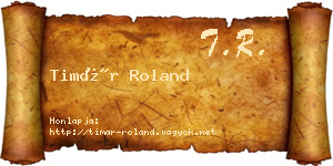 Timár Roland névjegykártya
